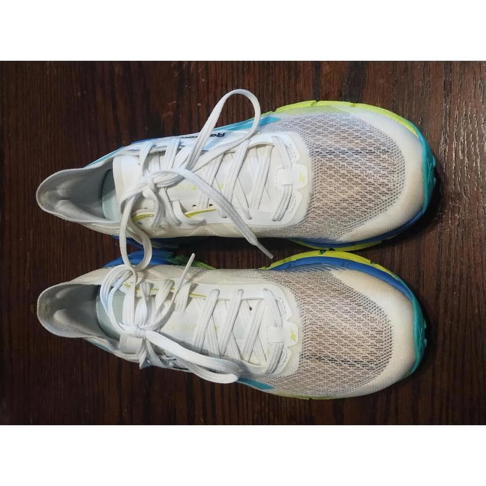 Reebok Men's FloatZig X1 'White Digital Lime Blue White Running Shoes - Picture 2 of 5